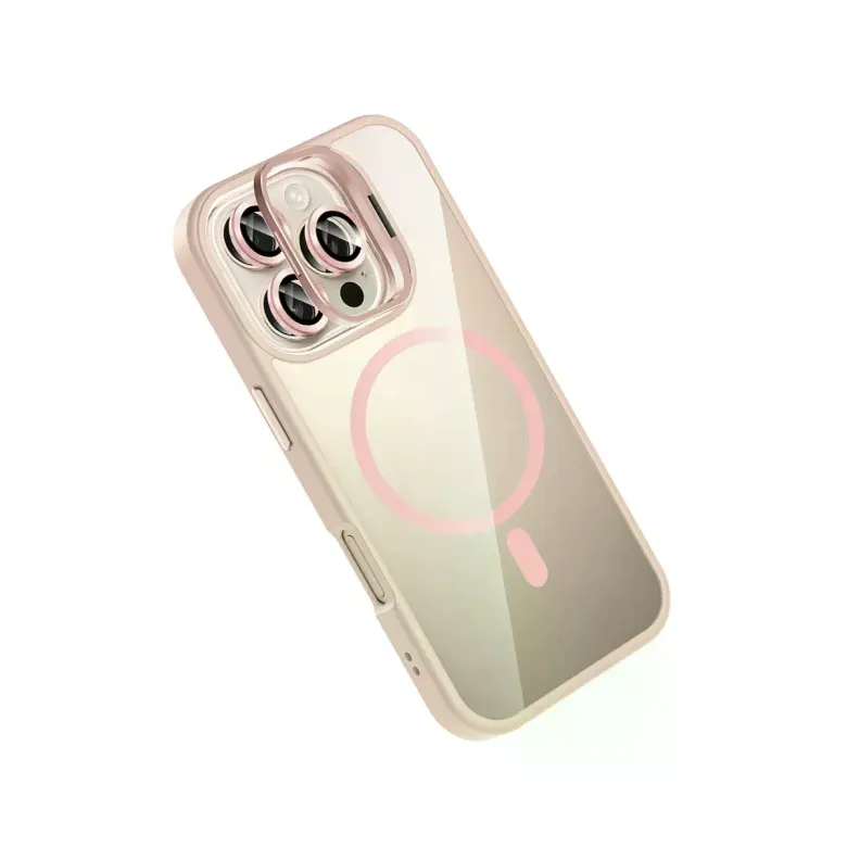 Joko iPhone 16 Pro Max Remim Lensli Magsafe Standlı Kapak - Pembe
