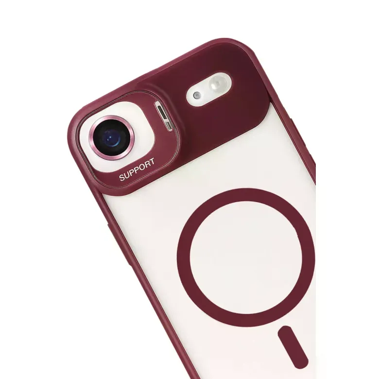 Joko iPhone 17 Air Remim Lensli Magsafe Standlı Kapak - Bordo