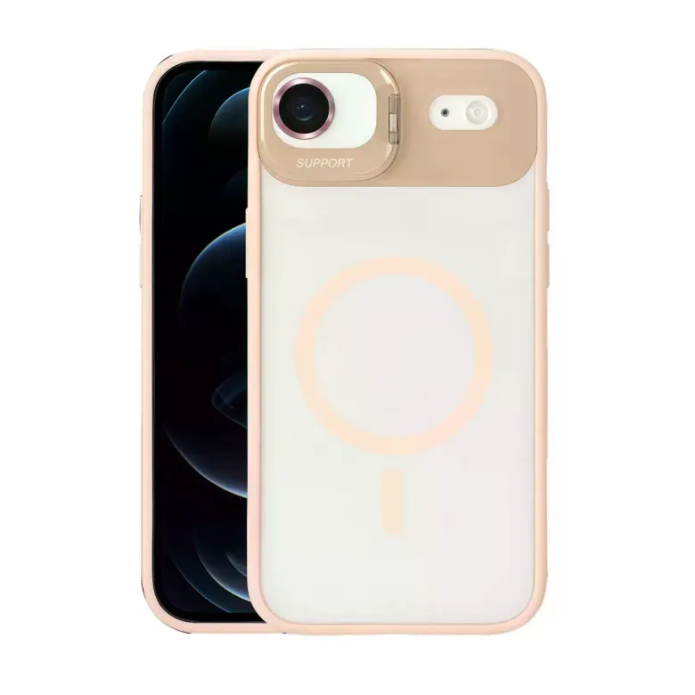 Joko iPhone 17 Air Remim Lensli Magsafe Standlı Kapak - Pembe