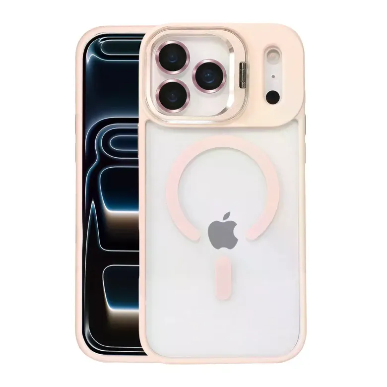 Joko iPhone 17 Pro Max Remim Lensli Magsafe Standlı Kapak - Pembe