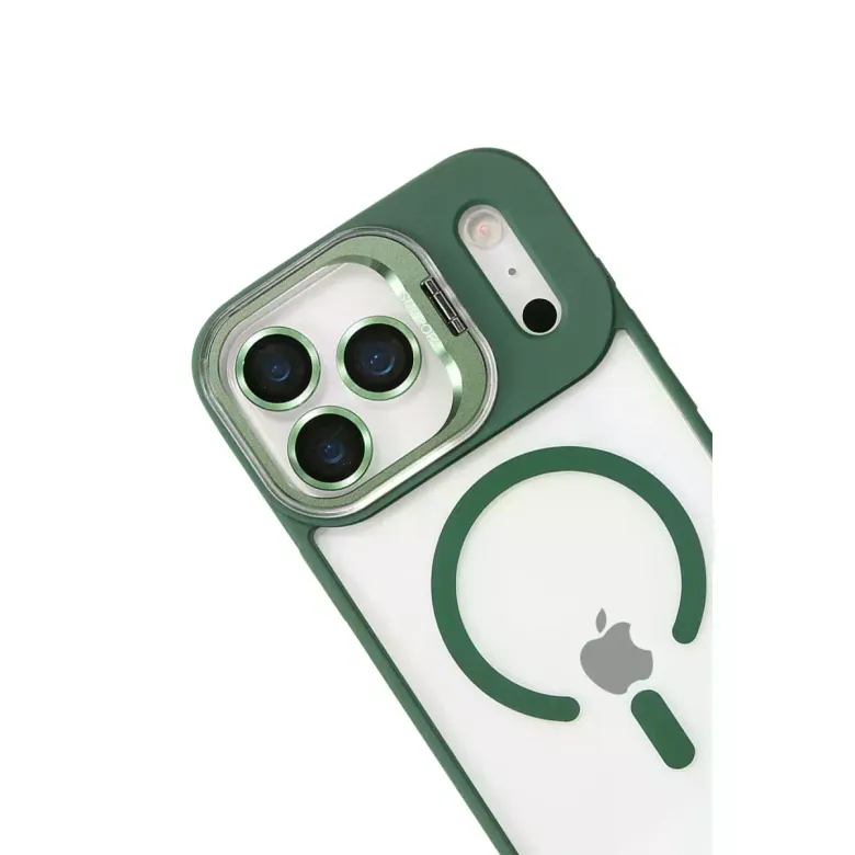 Joko iPhone 17 Pro Remim Lensli Magsafe Standlı Kapak - Koyu Yeşil