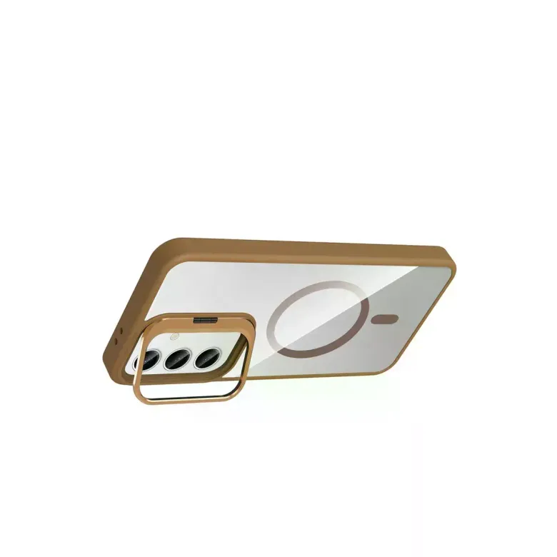 Joko Samsung Galaxy S24 FE Remim Lensli Magsafe Standlı Kapak - Kahverengi