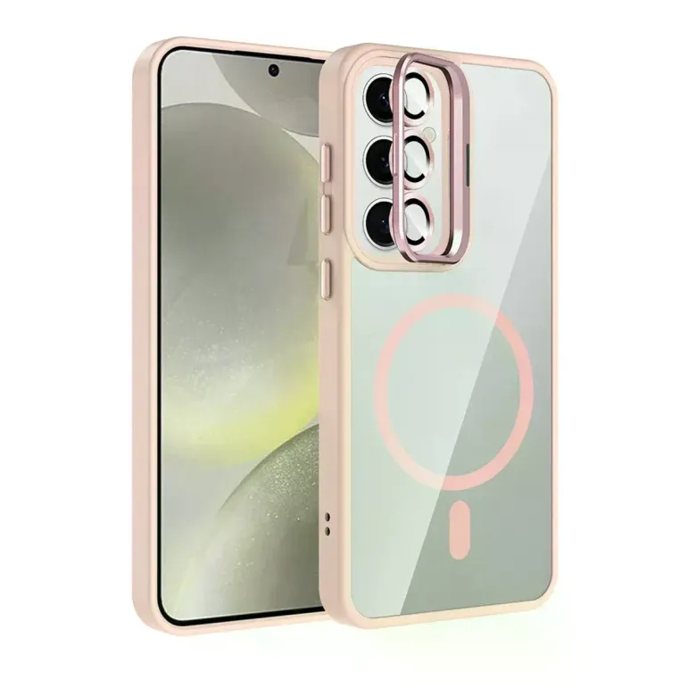 Joko Samsung Galaxy S24 FE Remim Lensli Magsafe Standlı Kapak - Pembe