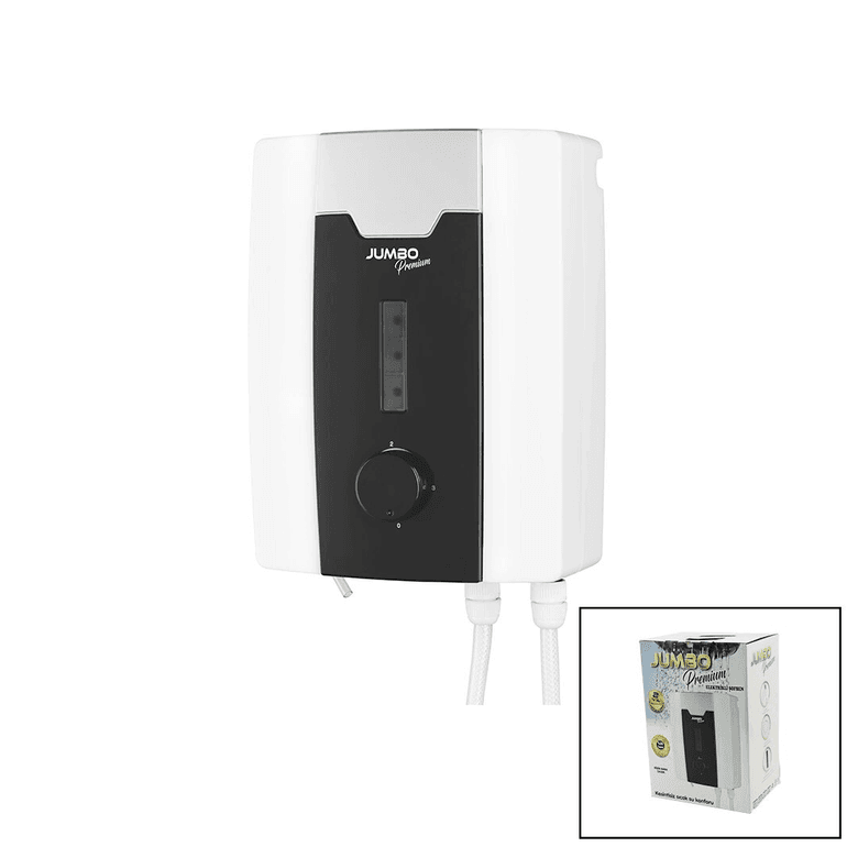 Jumbo Premium Beyaz Ani Su Isıtıcı Elektrikli Şofben Duş 7 Emniyet Termostat 3 Kademeli 8000w