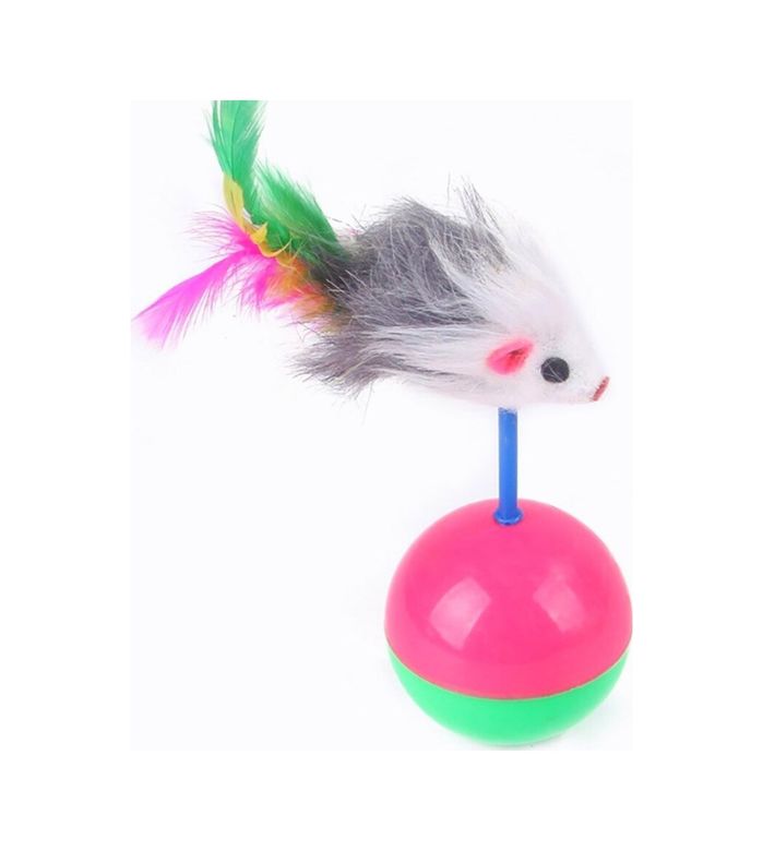 just cheap store 115158211 Kedi Oyun Topu Tüylü Fareli Hacı Yatmaz Eğitici Yavru Kedi Fare Kovalama Oyuncağı 4741 Açık Mavi