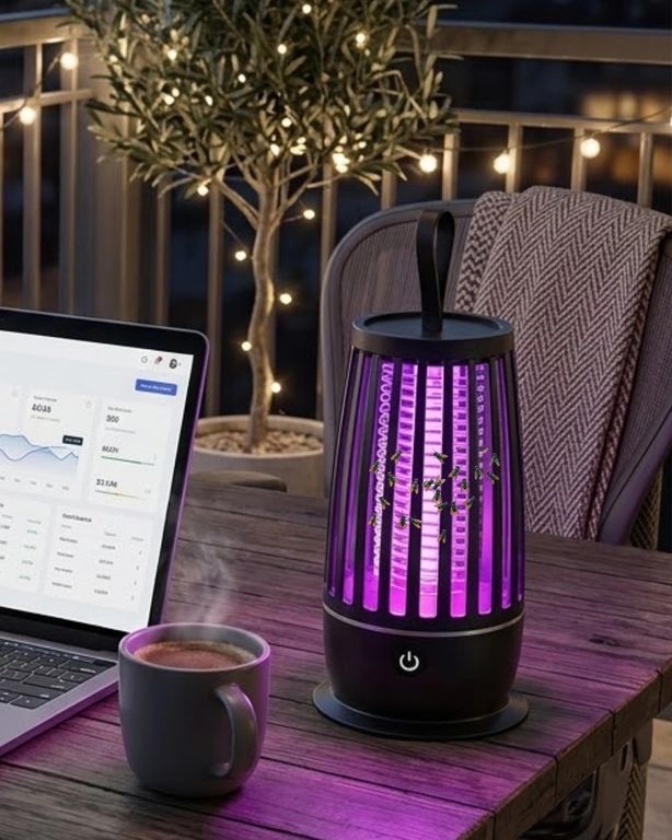 just cheap store 123626679 Elektrikli Böcek Öldürücü Uv Mor Işık Sessiz Çalışma Gece Lambalı Güvenli Kullanım Açık Gri