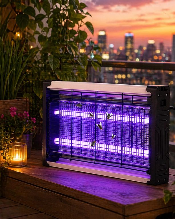 just cheap store 125043141 Ev Balkon Mutfak İçin Elektrikli Sinek Savar Uv Işıklı Sessiz Lamba Açık Gri