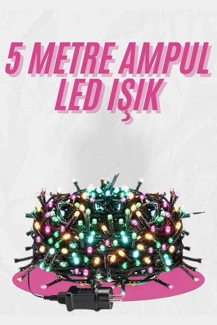 just cheap store 25DYMUCZZZ5MLEDIŞIKKKKK1 5 Metre Ampul Led Işık Renkli Rgb Çok Renkli Led Aydınlatma Açık Mavi