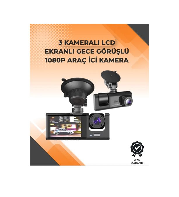 just cheap store 25DYMUCZZZARAÇKAMERASISİLİNDİR-4 3 Kameralı Dashcam Sistem Geri Görüş Yardımı, Park Koruması Ve G-Sensör 1