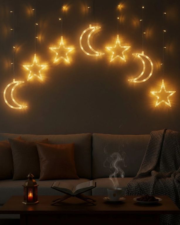 just cheap store 25DYMUCZZZAYYILDIZRAMAZANLEDİ-11 Ramazan İçin Büyük Boy Işıklı Ay Yıldız Led Açık Mavi