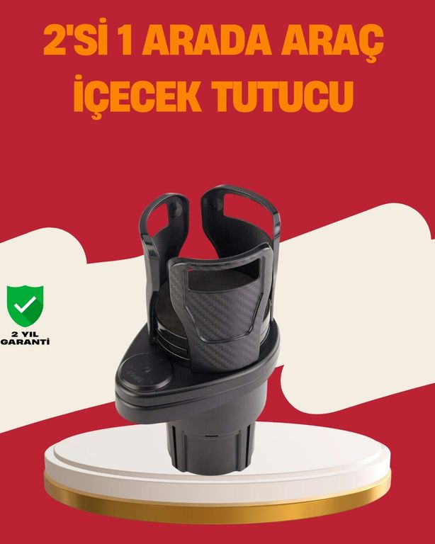 just cheap store 25DYMUCZZZCWS003BARDAKLIK-4 Otomobil Bardak Tutucu İkisi Bir Arada 360 Dönebilen Geniş Kapasiteli 1 Adet