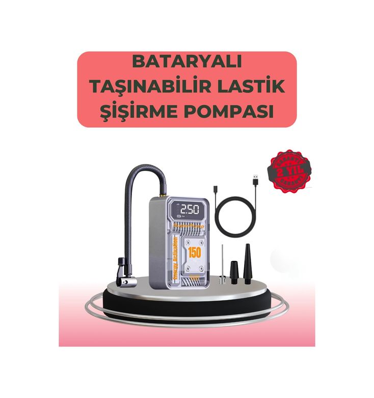 just cheap store 25DYMUCZZZMC6619ARAÇPOMPASI-4 Çok Fonksiyonlu Araç, Bisiklet, Top Uyumlu Elektrikli Hava Pompası 1 Adet
