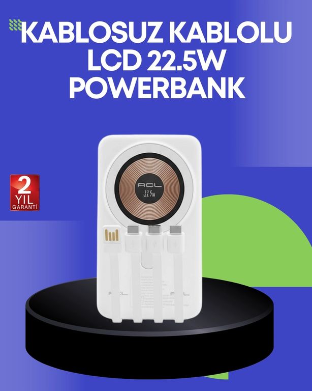 just cheap store 25DYMUCZZZPW122-4 Çoklu Kablo Çıkışlı Taşınabilir Powerbank Kompakt Tasarım Antrasit Melanj