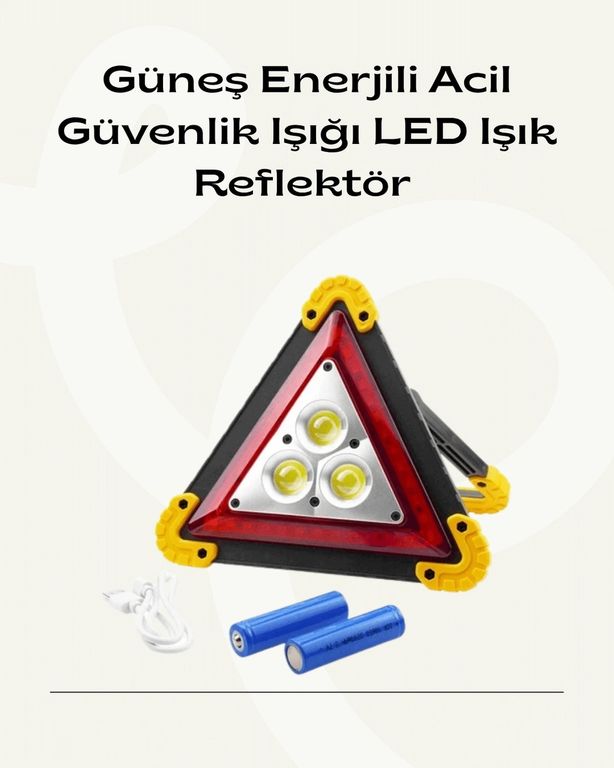 just cheap store 25DYMUCZZZREFLEKTÖR Solar Şarjlı Üçgen Led Park Ve İkaz Lambası 1