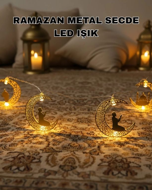 just cheap store 25DYMUCZZZSECDERAMAZANLEDIŞIK Ramazan Ay Işığı Secde Eden Adam Silüetli Led Peri Işığı Açık Mavi