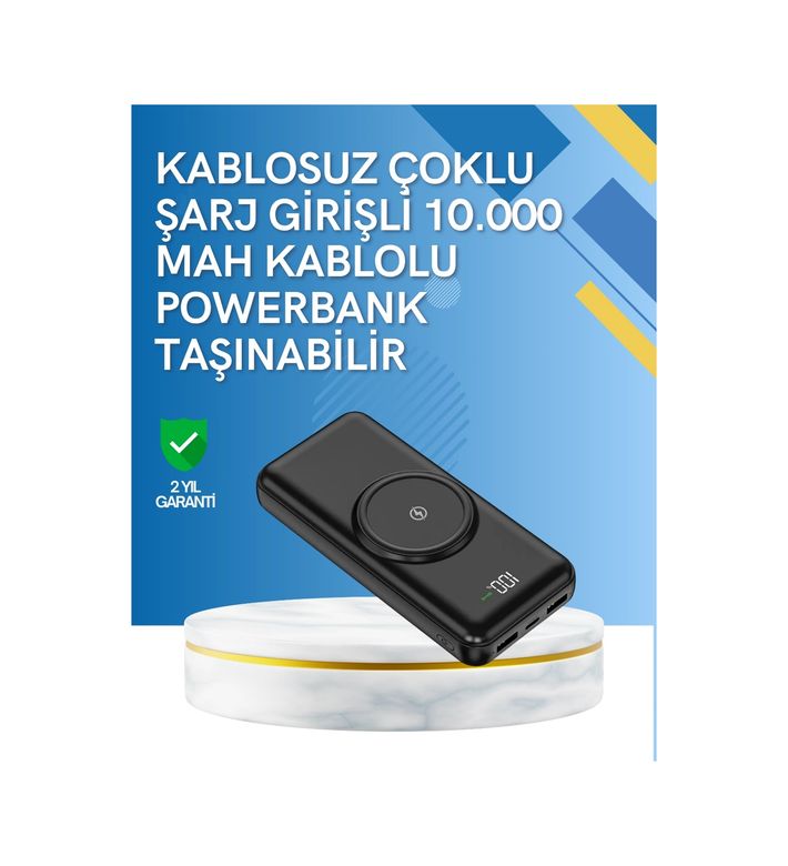 just cheap store 25DYMXUCZPWPG10POWERBANKKKKK-5 Apple Iphone Ve Android Uyumlu 10000Mah Powerbank Hem Kablolu Hem Kablosuz Antrasit Melanj