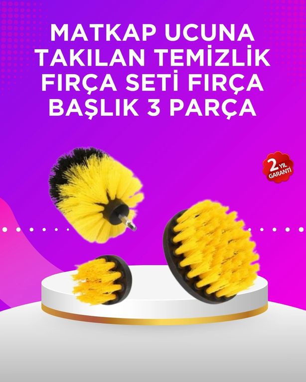 just cheap store 25DYMXUCZTEMİZLİKBAŞLIKLARI-1 Matkap Ucu Temizlik Fırçası Seti Banyo Fayans Zemin İçin 1 Adet