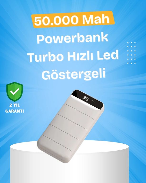 just cheap store 25DYMXUCZZZ50000MAHPOWERBANKKKKKK-3 Çoklu Cihaz Uyumlu Led Ekranlı 50000 Mah Powerbank Antrasit Melanj