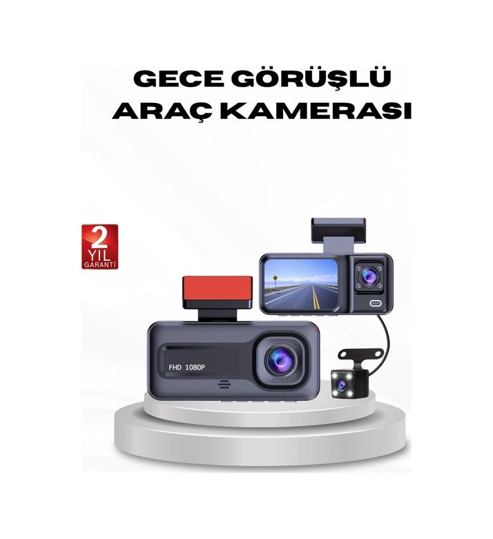 just cheap store 25DYMXUCZZZDVR1ARAÇKAMERASI-1 Full Hd Üç Kameralı Araç Kamerası G-Sensörlü Ve Gece Görüşlü 1