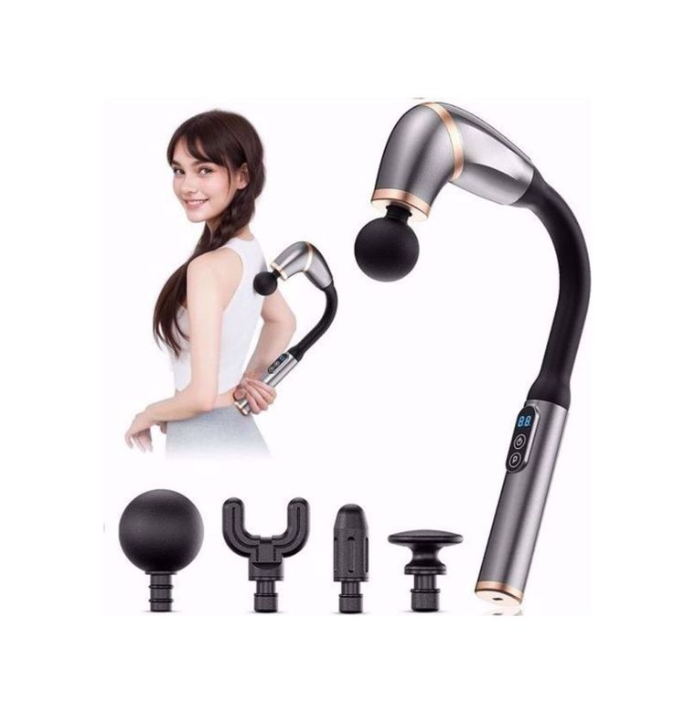 just cheap store 474189AG12YT0012 4 Farklı Başlıklı Uzun Saplı Derin Doku Masaj Tabancası, Boyun, Omuz Ve Sırt İçin Ergonomik Saplı Çoklu Masaj Modlu Taşınabilir Masaj Aleti 4741 Açık Mavi