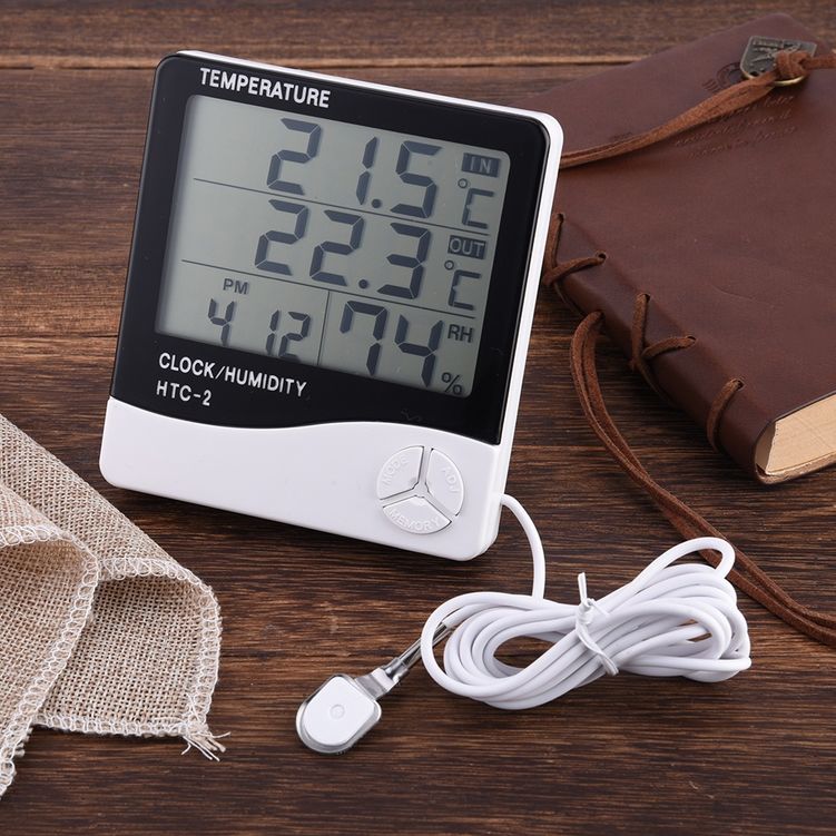 just cheap store 474189AP04YT4047 İç Ve Dış Ortam Sıcaklığını Ölçebilen Lcd Ekran Saat Göstergeli Alarmlı Nem Ölçer Termometre 4741