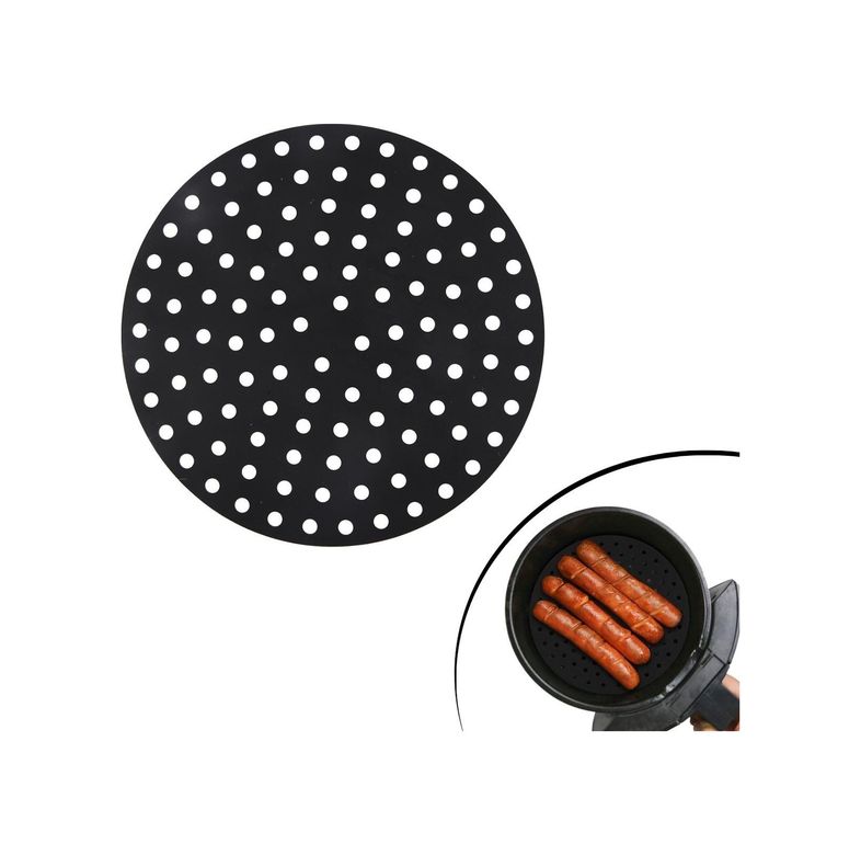 just cheap store 474189AS19YT0019S Siyah Isıya Dayanıklı Yıkanılabilir Silikon Fırın Ve Airfryer Yuvarlak Model Pişirme Matı 20 Cm 4741