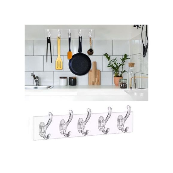 just cheap store 474189AS28YT0028 5&apos Li Güçlü Yapışkanlı Şeffaf Duvar Askısı Banyo Mutfak Düzenleyici Pratik Askılık 4741 Altın - Krom