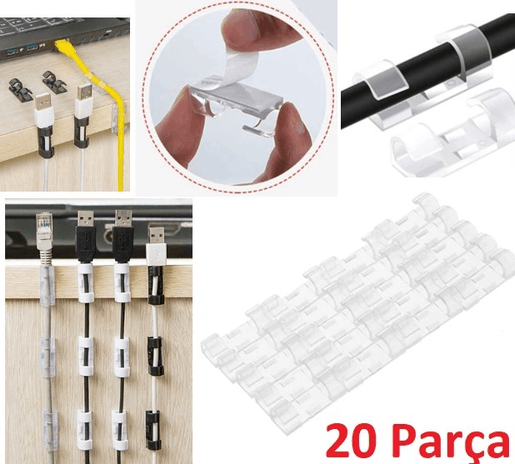 just cheap store 474189GocMC-165 20&amp Apos Li Yapışkanlı Kablo Sabitleyici Şeffaf Klips 4741