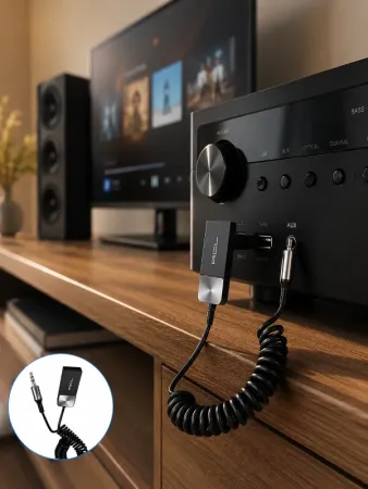 Kablosuz Bluetooth Adaptör Aux Girişli Ses Sistemleri İçin