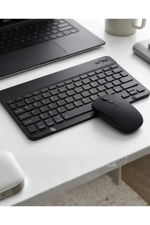 Kablosuz Bluetooth Klavye Mouse Seti Wireless Sessiz İnce Tasarım Çoklu Uyumlu