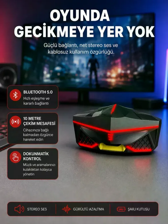Kablosuz Bluetooth Kulaklık 5.0 Dokunmatik Kontrol Gürültü Engelleme