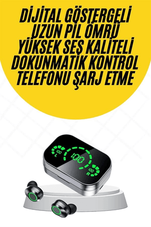 Kablosuz Bluetooth Kulaklık Çift Telefon Destekli Powerbankli Dijital Göstergeli