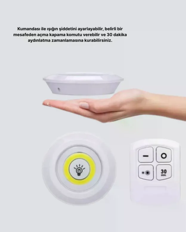 Kablosuz Gün Işığı 3’lü LED Spot Lamba Kumandalı