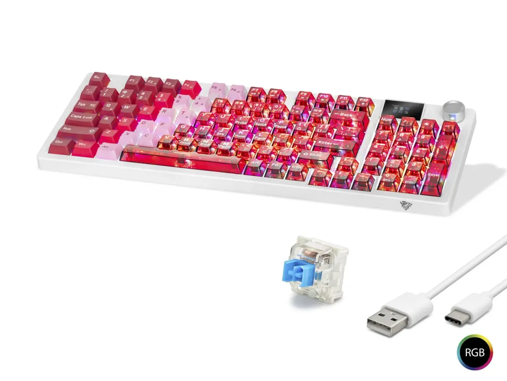 Kablosuz Mekanik Klavye Rgb Blue Switch 95 Tuş - Kırmızı Beyaz MF1705R