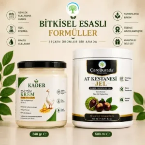 Kader Kaz Yağlı Krem 240 gr & ÇareBurada At Kestanesi Jel 500 ml |İkili Bakım Seti