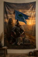 Kadim Türk Kültürü Duvar Örtüsü Wall Tapestry Birinci Sınıf Kumaş ve Baskı