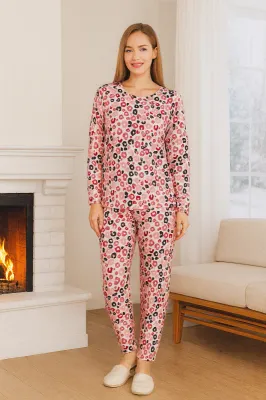 Kadın Kalp Desen Comfort Pijama Takımı 0513 Yeşil