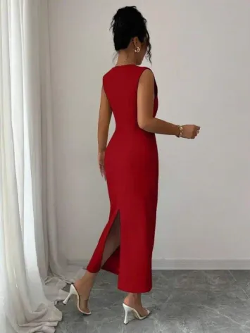 Kadın Kısa Kollu Hakim Yakalı çiçek Aksesuar Detaylı Kısa Ithal Krep Elbise