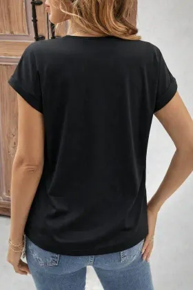Kadın Kısa Kollu V Yakalı önden Düğmeli Leopar Desen Detaylı Viskon Bluz - L-XL - Yeşil