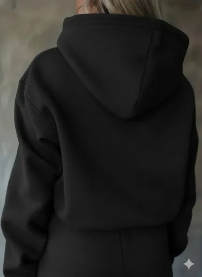 Kadın Uzun Kollu Nope Baskılı Beli Ribanalı Ikili Takım - L-XL - Siyah