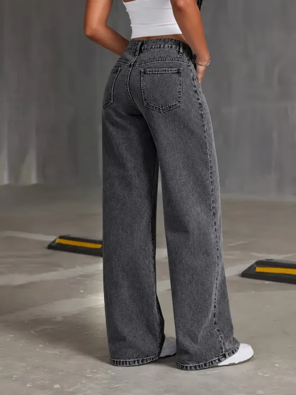 Kadın Yüksek Bel Cep Detaylı Kot Pantolon - 3XL - Siyah