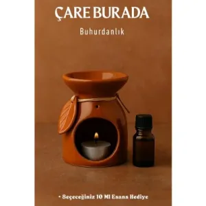 Kahverengi Yapraklı Buhurdanlık (Seçeceğiniz 10 Ml Esans Hediye)