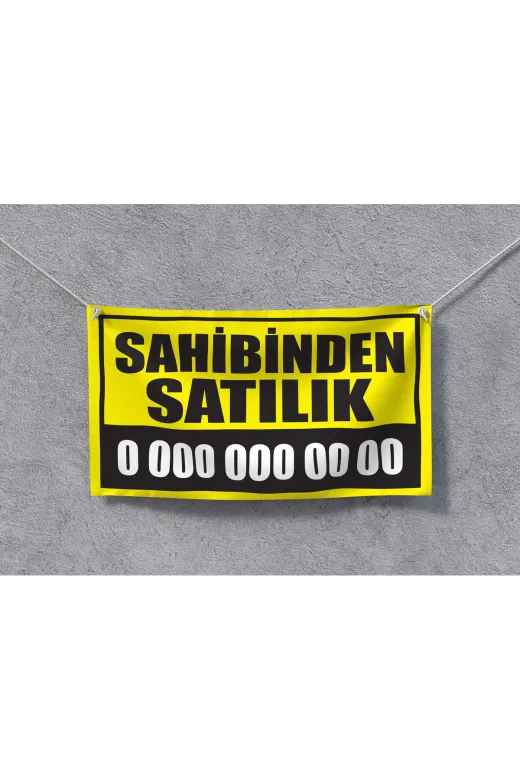 Kaktüspark satilikafis04 Sahibinden Satılık Afiş Branda 100X70Cm Pankart Emlak Afişi Bez Vinil Sarı
