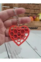 Kalp anahtarlık petek desenli