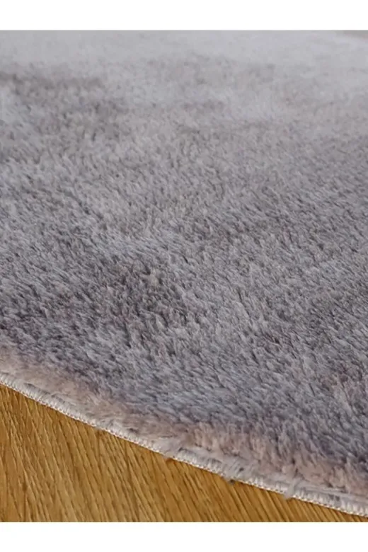 KANDİLLER KQBN489864871 Puffy Gri Post Peluş Yuvarlak Kaymaz Taban Banyo Halı'sı 120X120