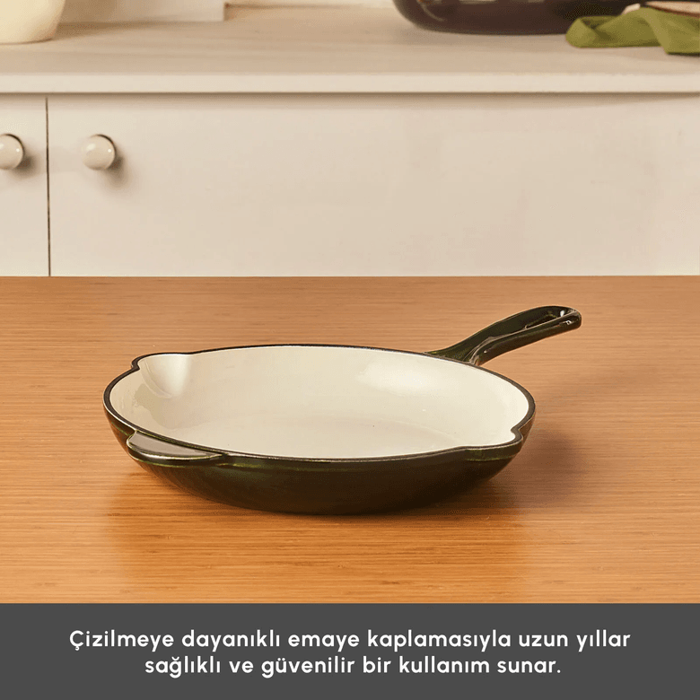 Karaca 000001000238614001 Heritage Demir Döküm Emayeli Tava Yeşil 26 Cm