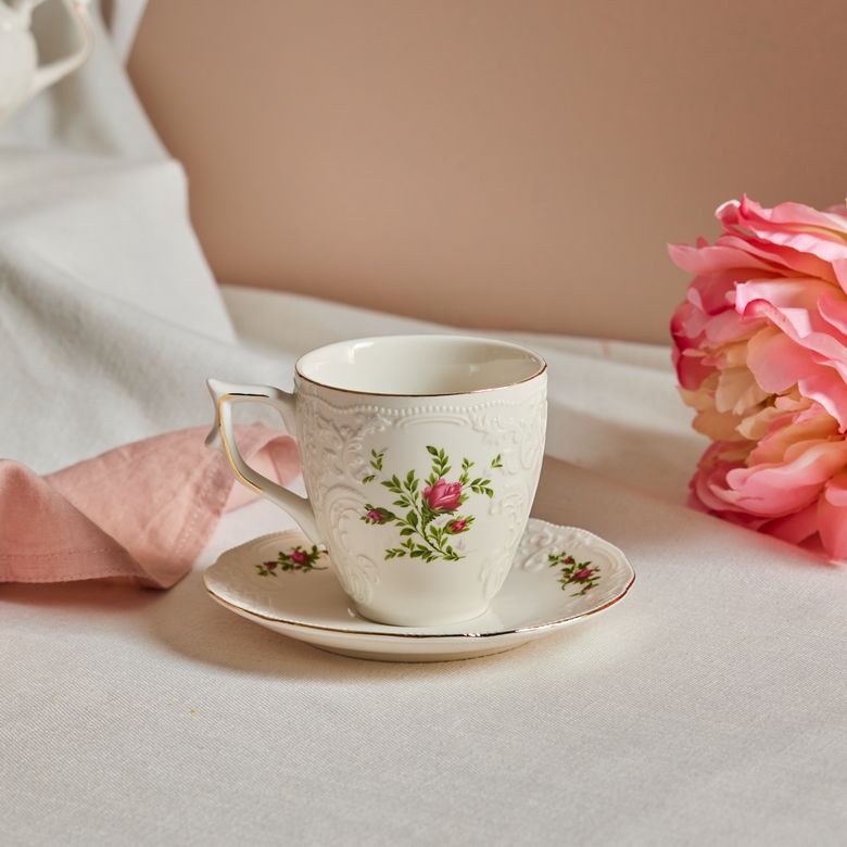 Karaca 6inDFr5NwW Intage Rose Çay Fincanı Ve Tabağı 200 Ml