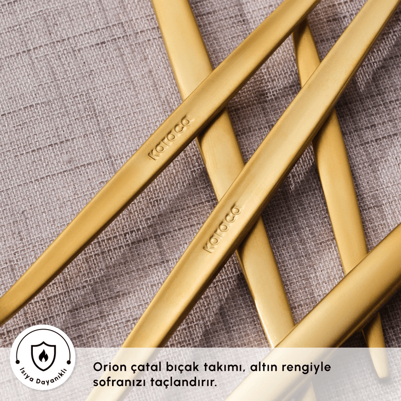 Karaca 8988879 Orion Mat Gold 12 Kişilik 60 Parça Çatal Kaşık Bıçak Takımı