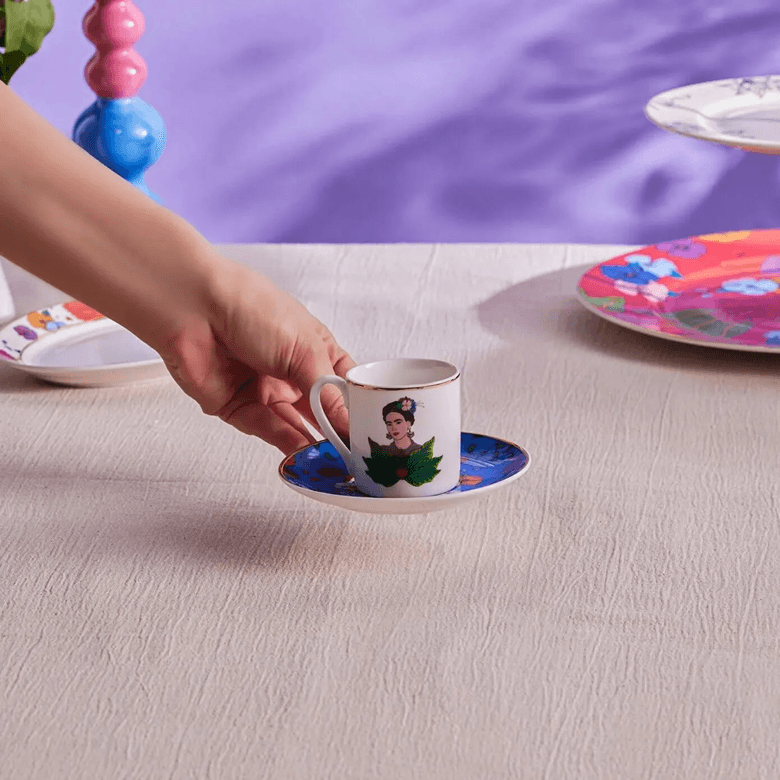 Karaca dfgghnnnf Frida Kahve Fincanı Ve Tabağı Mavi 90 Ml