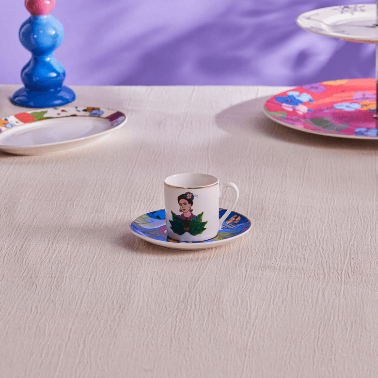 Karaca dfgghnnnf Frida Kahve Fincanı Ve Tabağı Mavi 90 Ml